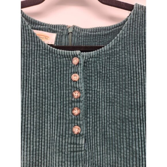 Talbots Petites Corduroy Dress Sleeveless Button Detail Green Women's 8 Petite - Picture 2 of 7